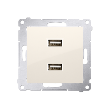 Zásuvka 1x250V / 16A Simon 54 s dvojitou USB nabíjačkou v krémovej farbe pre inštaláciu pod omietku