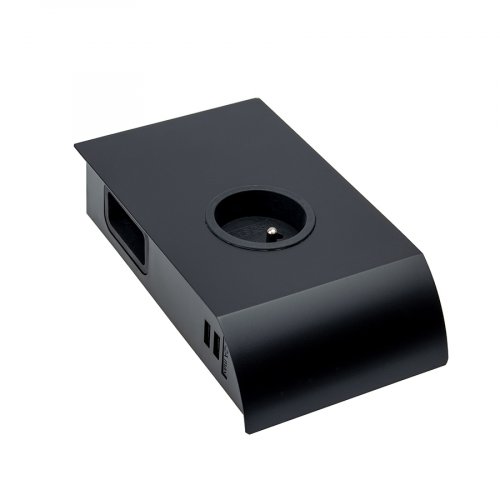 Zásuvkový box 1x 230V + 2x 230V (plochá) + 2x USB-A nabíjecí, kabel 2m, barva černá matná