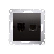 Zásuvka HDMI + dátová RJ45 cat. 6 (zariadenie s krytom), Simon 54, farba antracitová metalizovaná
