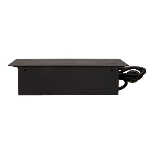 Stolní zásuvkový blok s frézovaným krytem, černé barvy, 2 zásuvky 230V, 2x USB nabíječka 5V , kabel 3m