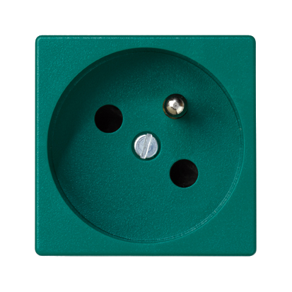 Zásuvka K45 s uzemňovacím kolíkem 16A 250V bezšroubové 45×45mm zelený