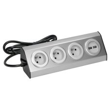 Nerezový rohový blok 3x 230V s 2x USB nabíječkou a kabelem 1.5m