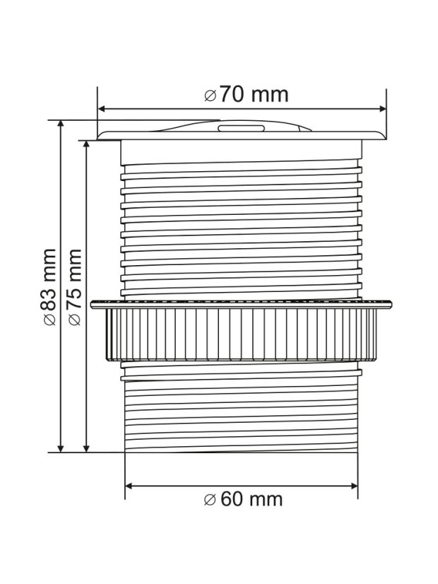 Jednoduchá zásuvka zapustená, 1x zásuvka, 1x USB port nabíjací, farba strieborná, kábel 1.8m