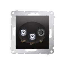 Anténna zásuvka SAT+SAT+RTV terminál (zariadenie s krytom), 2x vstup: 5 MHz÷2,4 GHz, Simon 54, farba antracitová metalizovaná