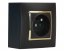 Nástenný zásuvkový blok, 1x 250V/16A, čiernej farby so zlatým lesklým ozdobným rámom, bez kábla