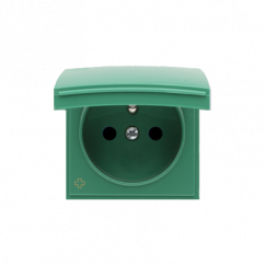 Kryt zásuvky s uzemněním - IP44 - vičko v barvě krytu, antibakteriální antibakteriální zelená