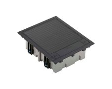 Podlahová zásuvka 2x 250V/16A (zásuvka biela), 2x RJ45 cat.6, 2x HDMI, plné veko, farba boxu grafitová, s puzdrom pre liate podlahy