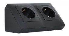 Rohová zásuvka 2x 250V (SCHUKO VERZIA) , farba čierna matná, bez kábla