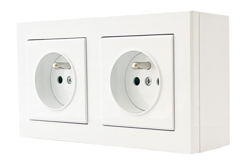 Zásuvka na zeď SONATA, 2x 250V/16A, barva bílá