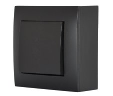 Vypínač (spínač) nástěnný, řazení č.6 (schodišťák), instalace na omítku, barva černá matná