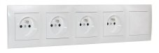 Zásuvka 4x 250V/16A + 1x vypínač jednopólový č.1, pod omítku, barva bílá