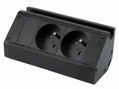 Dvojitá rohová zásuvka 2x 230V s držiakom na telefón, kábel 1.5m, farba čierna