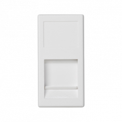 Kryt datové zásuvky K45 keystone jodnoduchá plochá univerzální s krytem 45×22,5mm čistě bílá