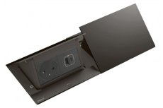 Pop-up blok INCARA 2x zásuvka 250V + 2x USB A+C nabíječka, (proti sobě), barva černá, kabel 2m