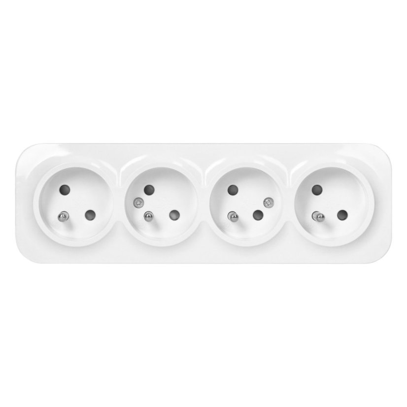 Čtyřnásobná zásuvka 4x 230V, 2P+E , nástěnná, krytí IP20, ToDo, barva bílá