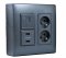 Nástenný box S500, 1x dvojzásuvka 250V, 2x USB nabíjačka, 1x RJ45, farba grafitovo-šedá