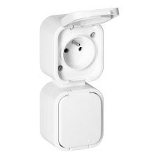 Dvojzásuvka na omietku 2x 250V s krytom, vertikálna, NT-6B2/P, IP54, farba biela
