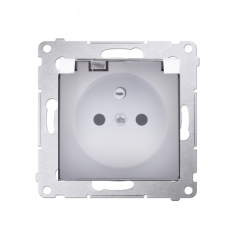 Jednoduchá zásuvka pre verziu IP44 - bez tesnenia - priehľadná klapka pre rámčeky Nature pre rámčeky Premium (jednotka s krytom) 16A 250V, skrutkové svorky, biela