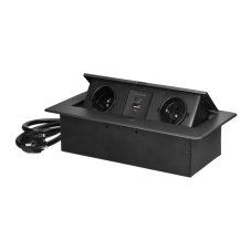 Výklopný zásuvkový blok s frézovaným krytom, 2x zásuvka 230V, 2x USB A + C nabíjačka 5V / 3,6A, kábel 1.5m, farba grafitová - šedá