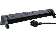 Prodlužovací přívod otočný, 5x zásuvka 230V, USB nabíječka A+C, přepěťová ochrana, vypínač, kabel 1.5m, barva tmavě šedá - černá