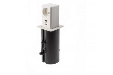 Výsuvná zásuvka TOWER, 1x 250V + 2x USB A+C, horní kryt nerezová ocel, kabel 1.5m, barva bílo-stříbrná