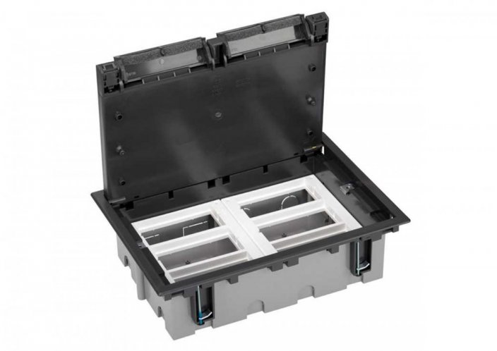 Podlahová zásuvka SF 310x225 mm, 12x 250V / 16A (zásuvky biele), farba boxu grafit, pre zvýšené podlahy