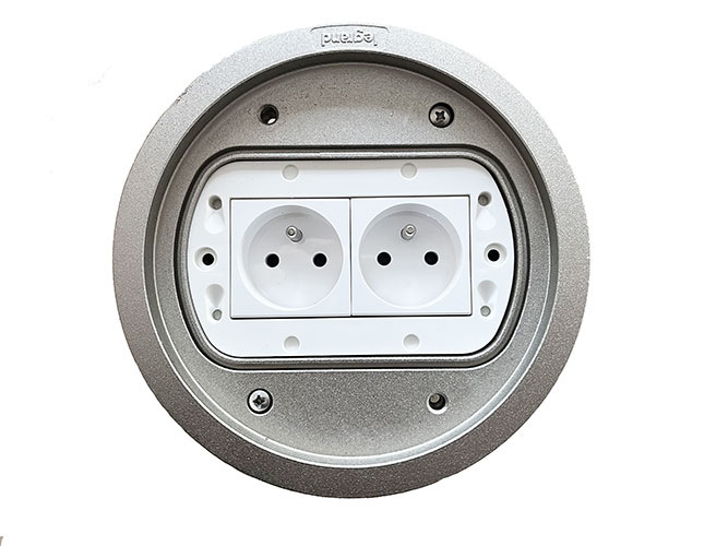 Podlahový box 2x 230V s odnímatelným nerezovým víkem, IP66, nosnost 1000 kg,  instalace do lité podlahy