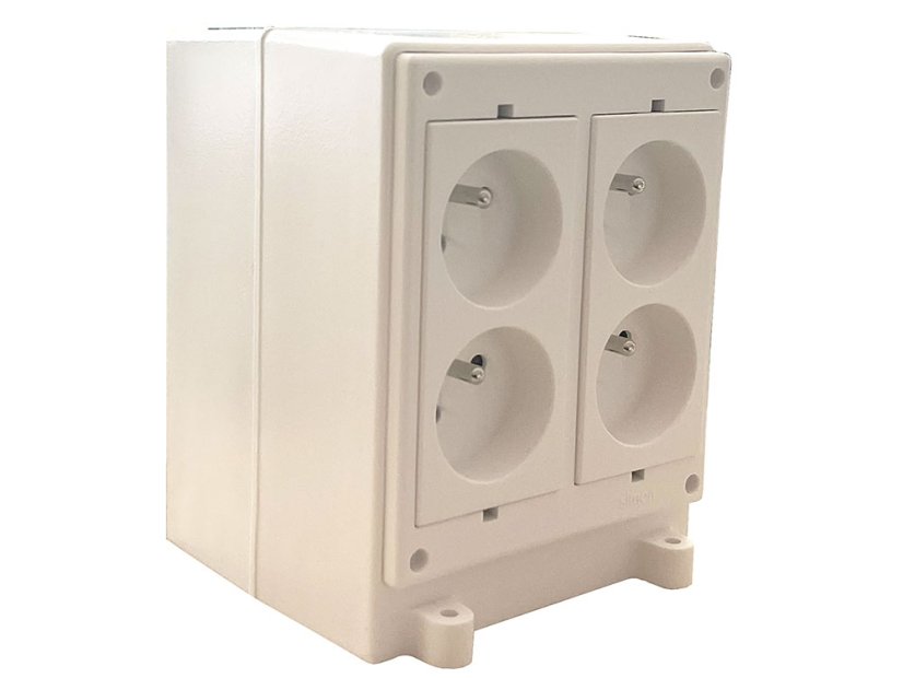 Dvoustranná minivěž, 4x zásuvka 230V, pro montáž na podlahu