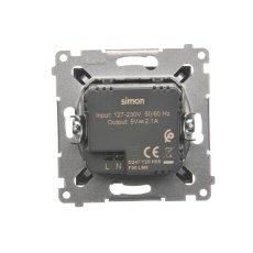 Nabíjačka USB 2x (zariadenie s krytom), 2x USB typu A, Simon 54, farba hnedá metalizovaná