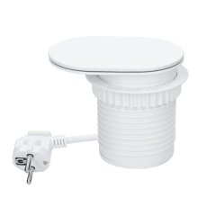 Zásuvkový blok s posuvným víkem, 1x zásuvka 230V a 1x USB-A+C nabíječka, PD20W, kabel 1.9m, barva bílá