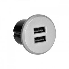 USB nabíječka s napájecím zdrojem (vestavná), stříbrná