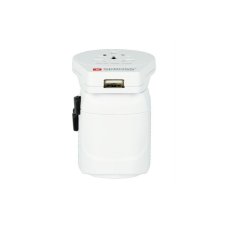 Cestovní adaptér PRO World & USB, 10A max., uzemněný, vč. univerzální USB nabíječky, pro celý svět