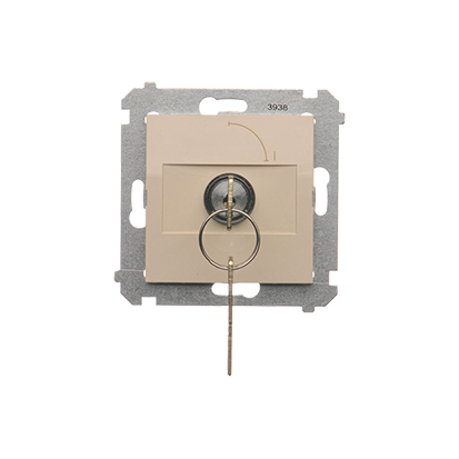 Spínač jednopólový na klíček - 2 polohový „0-I” (přístroj s krytem) 5A 250V, pro pájení, krémová