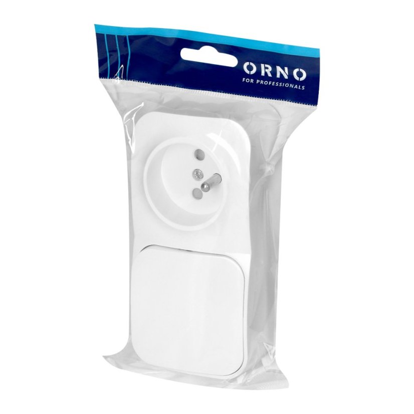 Jednopólový vypínač + zásuvka 230V, nástěnná, krytí IP20, ToDo, barva bílá