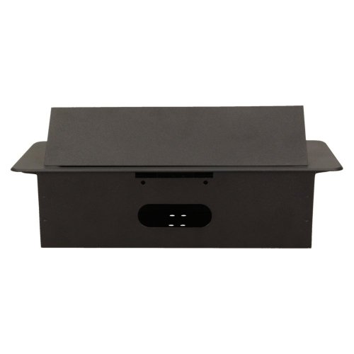Výklopný zásuvkový blok s frézovaným krytem, 2x USB nabíječka, 2x zásuvka, černá barva