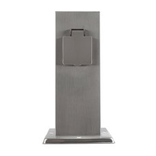 Záhradný stĺpik hranatý, 2x zásuvka 230V, 3680W, nerezová oceľ, IP44, farba strieborná