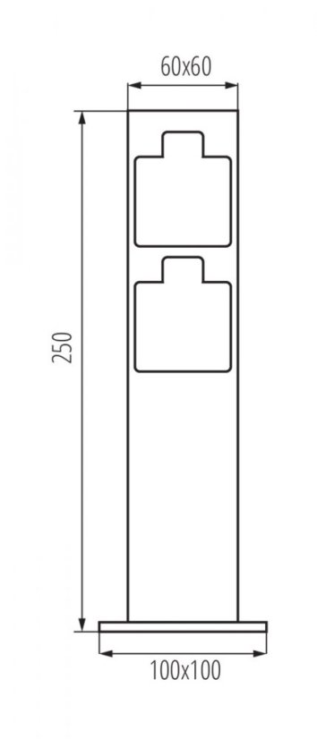 Zásuvkový stĺpik NASTO 2SOC, 2x 230V, IP44, nerezová oceľ, farba antracitová, povrchová montáž