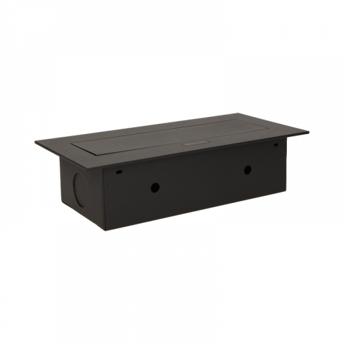 Výklopný blok zapustený, 3x zásuvka, tenký kryt 2 mm, čierna farba, bez kábla