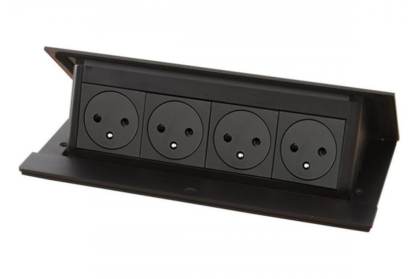 Pop-up blok INCARA 4x zásuvka 250V surface + montážní rám, barva černá, kabel 2m