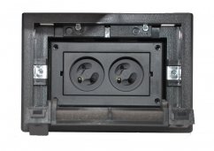 Podlahová zásuvka SF 187x132 mm, 2x 250V/16A (dvojzásuvka), hĺbka 93-128 mm, plné veko, farba grafitová, pre zvýšené podlahy