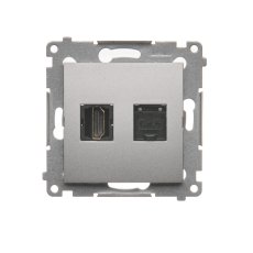 Zásuvka HDMI + datová RJ45 kat. 6 (přístroj s krytem), Simon 54, barva stříbrná metalizovaná