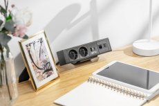 Zásuvka na dosku stola BAR, 2x 250V, 2x USB A + C nabíjačka, 1x RJ45 cat.6, 1x HDMI, kábel 1.5m, hliníkové telo, farba čierna