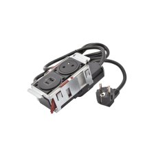 Zapustený blok INCARA Disq'In, 1x zásuvka 250V Surface, 1x USB A + C nabíjačka, kábel 2m, farba čierna - kov