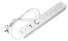 Přepěťová ochrana 5x230V, typ EasyEject, 2x rychlonabíjecí USB A+C, podsvícený vypínač, kabel 1,5m