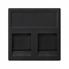 Kryt datové zásuvky K45 NEXANS dvojitá plochá s kryty 45×45mm grafitově-šedá