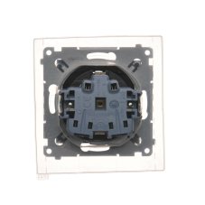 Zásuvka silová 1 násobná typ F (přístroj s krytem), se clonkami, IP44, s těsněním rámečku, průhledné víčko, 16 A / 250 V~, šroubové svorky, Simon 54, barva antracitová metalizovaná