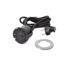 Zapuštěná zásuvka INCARA Disq 60, 1x 250V Surface, kabel 2m, barva černá,  kroužek kovový
