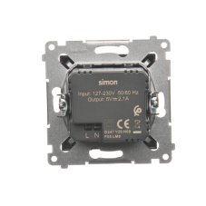 Nabíjačka USB 2x (zariadenie s krytom), 2x USB typu A, Simon 54, farba hnedá metalizovaná
