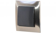 Vypínač (spínač) s jednou klapkou v kovovom nerezovom rámčeku, inštalácia pod omietku, radenie č. 1/6/7 podľa výberu, farba antracit + inox