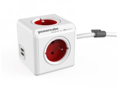 Zásuvka PowerCube EXTENDED USB s káblom 1.5m, červená